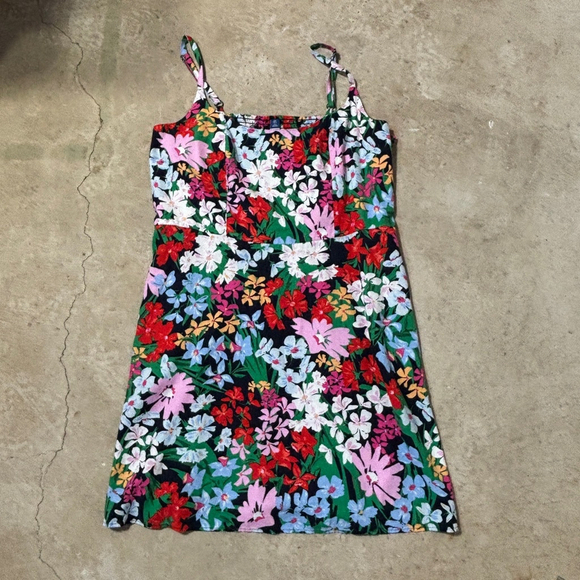 Old Navy Dress Women’s XXL Tall Blue Green Floral Spaghetti Strap Linen Blend - Picture 9 of 16